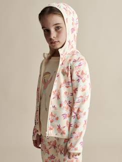 -Sweat de sport zippé motifs fleurs fille matière technique