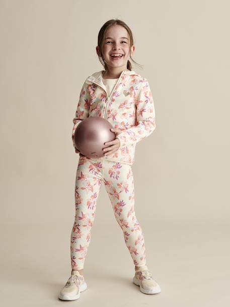 Sweat de sport zippé motifs fleurs fille matière technique multicolore 7 - vertbaudet enfant 