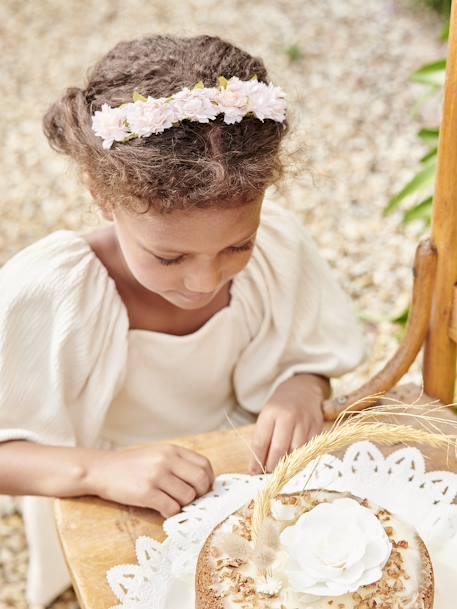 Fille-Accessoires-Couronne de fleurs nude et dorée fille