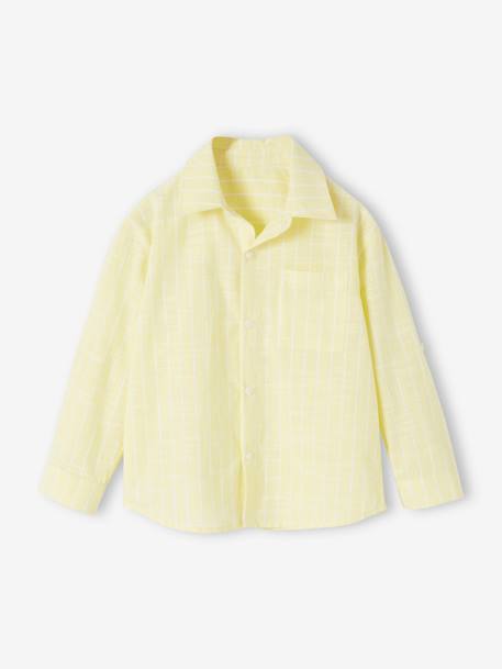 Chemise rayée effet lin garçon jaune pastel 3 - vertbaudet enfant 