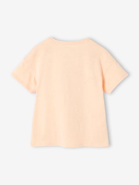 T-shirt fille animation relief et détails irisés fille abricot+bleu ciel+écru+encre+rayé marine+vert amande 2 - vertbaudet enfant 