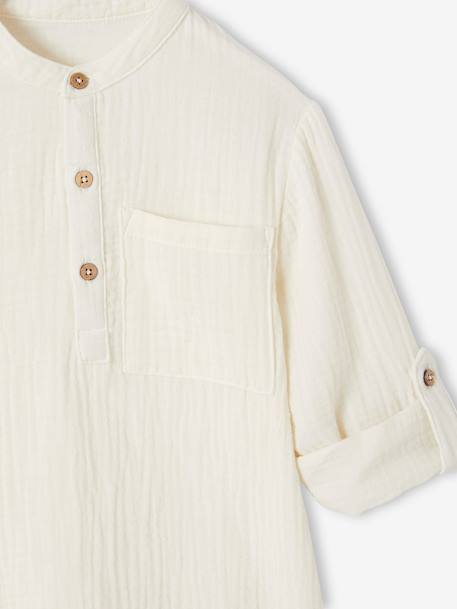 Chemise en gaze de coton personnalisable garçon manches retroussables Bleu moyen+bleu pétrole+écru+vert+vert d'eau 19 - vertbaudet enfant 