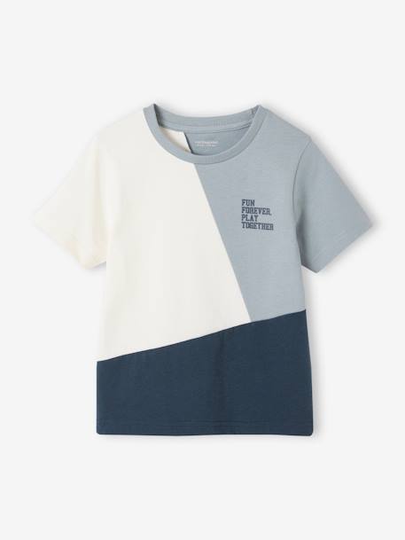 T-shirt sport colorblock garçon manches courtes gris chiné+vert d'eau 9 - vertbaudet enfant 