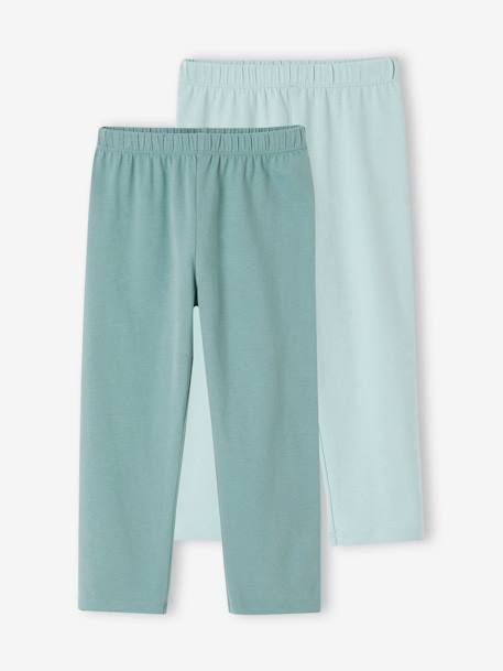 Lot de 2 leggings fille mi-mollets gris chiné+mauve+vert émeraude 13 - vertbaudet enfant 