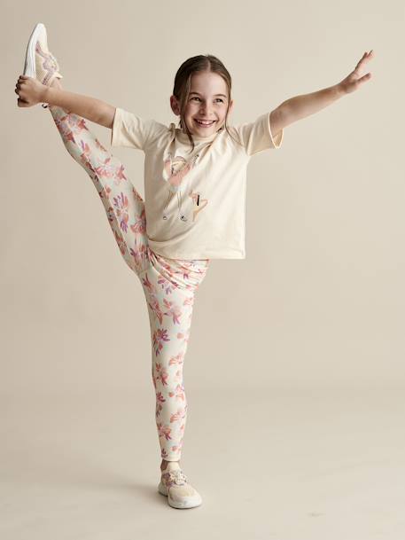 Legging sport en matière technique fille motifs fleurs exotiques multicolore 1 - vertbaudet enfant 