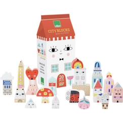 Jouet-Jeux d'imagination-Jeu de cubes en bois - VILAC - Tiny city Suzy Ultman - Mixte - Enfant - 20 cubes en bois