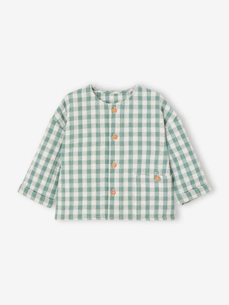 Cardigan seersucker à carreaux naissance vert de gris 2 - vertbaudet enfant 