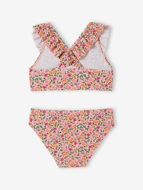 Maillot de bain 2 pièces imprimé fleuri rose pâle+vert imprimé 3 - vertbaudet enfant 