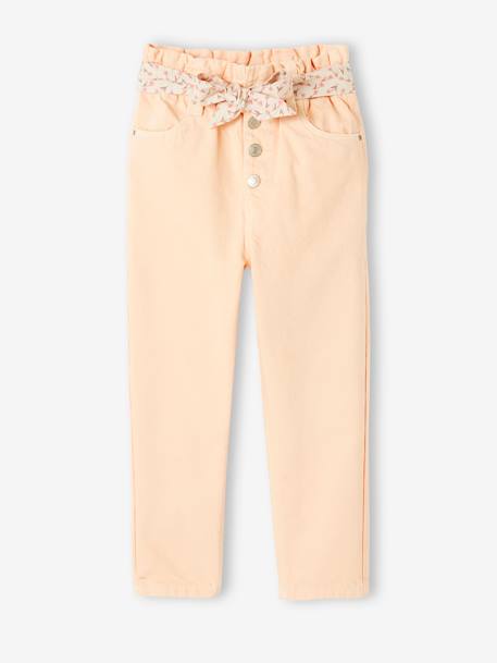 Pantalon paperbag fille et sa ceinture foulard à fleurs abricot+mauve+vert 1 - vertbaudet enfant 