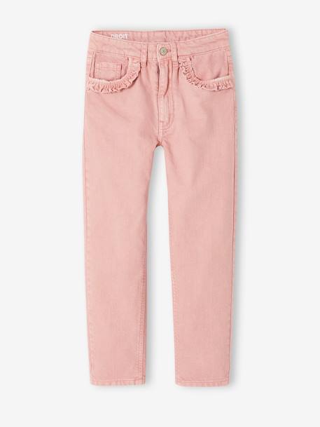 Pantalon droit MorphologiK Fille Tour de hanches Fin blush+vert sauge 1 - vertbaudet enfant 