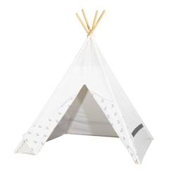 Jouet-Jeux d'imitation-Tentes et tipis-Tipi en toile en coton blanc - Chao chao - 110x110x160 cm - Mixte