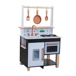 -KidKraft - Cuisine en bois Artisan Island pour enfant - Plaques de cuisson interactives et distributeur de glaçons