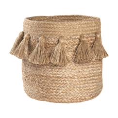 Chambre et rangement-Rangement-Panier de rangement jute naturel avec pompons IDRIS