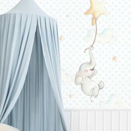 Sticker mural décoratif  'Joyeux petit éléphant' MULTICOLORE 1 - vertbaudet enfant 