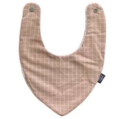 Puériculture-Bavoir bandana - Carreau rose pour bébé 3 à 18 mois - Absorption maximale - 100% coton - Fermeture pression - Lavage à 40°
