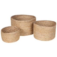 Chambre et rangement-Panier jute naturel -ABHA- Lot de 3