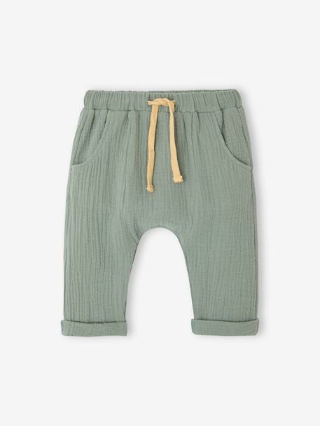 Ensemble t-shirt et pantalon en gaze de coton naissance vert de gris 4 - vertbaudet enfant 