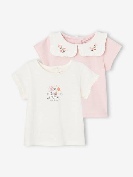 Lot de 2 t-shirts naissance en coton biologique rose 1 - vertbaudet enfant 