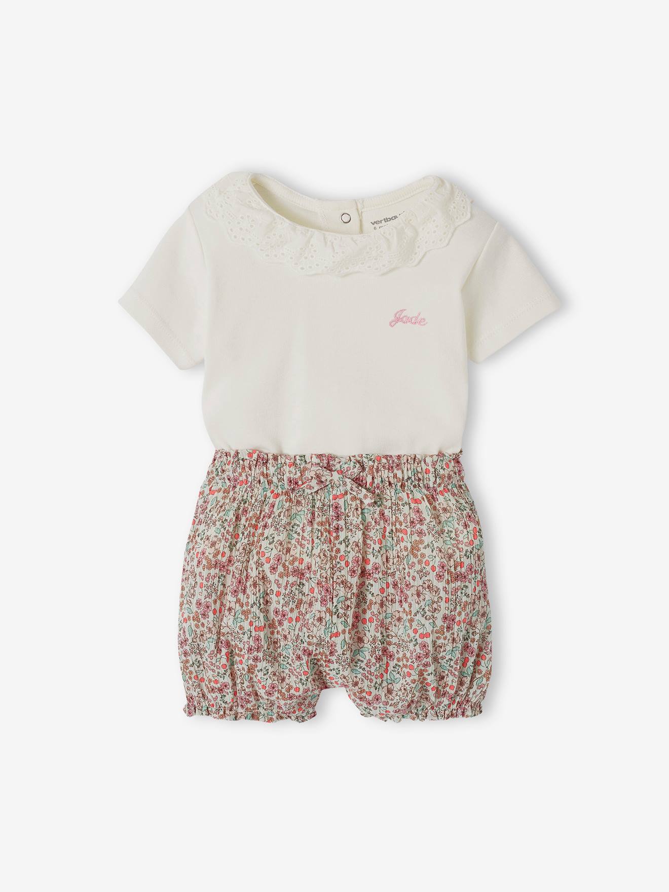 Ensemble Short + T-shirt Enfant Manches Courtes – Survêtement Décontracté Fleuri, Taille élastique, Coton/polyester