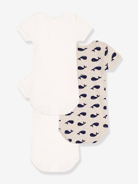 Lot 3 bodies manches courtes imprimé baleine PETIT BATEAU blanc 2 - vertbaudet enfant 