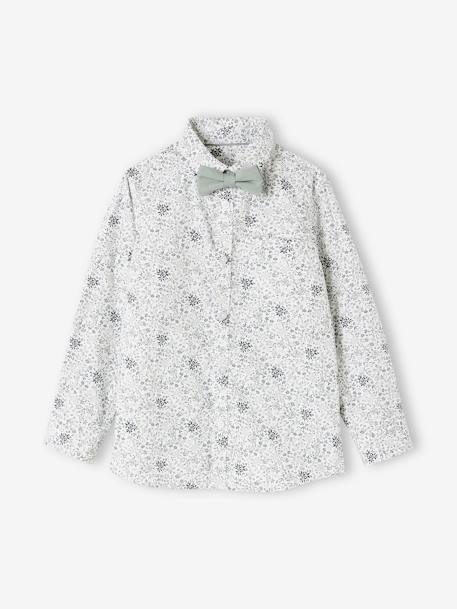Chemise à fleurs et son noeud papillon garçon vert imprimé 2 - vertbaudet enfant 