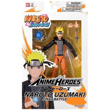 Figurine Anime Heroes - Bandai - Naruto Shippuden - Naruto Uzumaki (Final Battle) - 17 cm ORANGE 2 - vertbaudet enfant 
