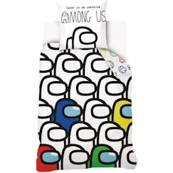 Linge de maison et décoration-Linge de lit enfant-Housse de couette-AMONG US - Housse De Couette Crewmates 140x200 cm - Blanc - 100% Coton