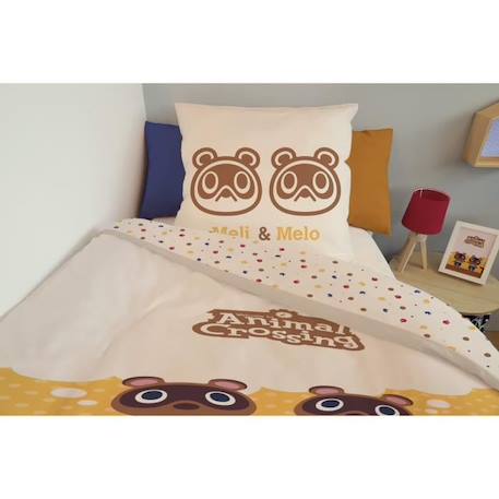 Animal Crossing - Housse De Couette Animal Crossing Méli & Mélo 140x200 cm + 1 Taie d'oreiller 63x63 cm - 100% Coton - Beige BEIGE 4 - vertbaudet enfant 