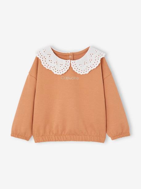 Sweat col brodé bébé personnalisable caramel+vert sauge 5 - vertbaudet enfant 