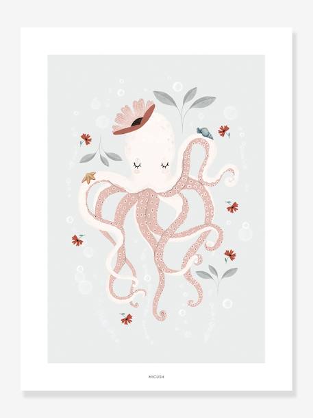 Affiche Lady Octopus LILIPINSO bleu grisé 1 - vertbaudet enfant 