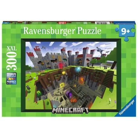 Puzzle 300 pièces XXL - Ravensburger - Minecraft - Fantastique - Vert - Enfant - Moins de 100 pièces VERT 3 - vertbaudet enfant 