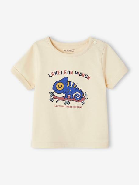 Tee-shirt caméléon bébé manches courtes écru 1 - vertbaudet enfant 