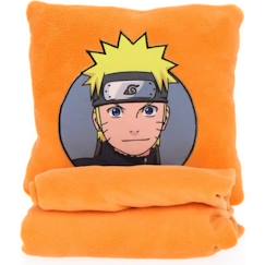 Linge de maison et décoration-Linge de lit enfant-NARUTO - Coussin Plaid 2 en 1 Naruto Ado 140x100 cm - 100% Polyester - Orange