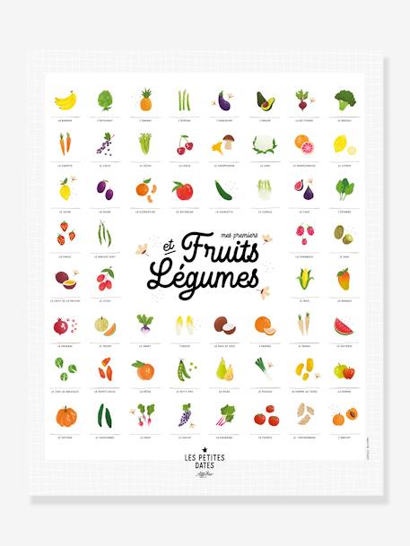 Affiche Mes premiers fruits et légumes LES PETITES DATES blanc 1 - vertbaudet enfant 