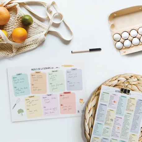 Organisateur repas - L'Atelier Gigogne - le pack pour organiser et prévoir au mieux les repas de la semaine BLANC 1 - vertbaudet enfant 