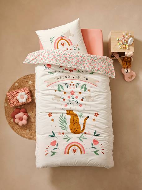 Parure housse de couette enfant et taie d'oreiller LATINO VIBES, avec coton recyclé multicolore 4 - vertbaudet enfant 