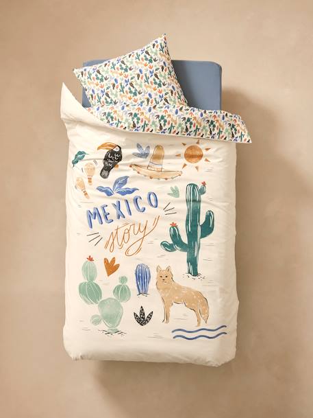 Pack housse de couette + taie d'oreiller MEXICO STORY, avec coton recyclé multicolore 2 - vertbaudet enfant 