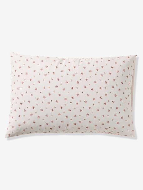 Parure housse de couette et taie d'oreiller réversible FLEURS RAYURES, avec coton recyclé rose imprimé 6 - vertbaudet enfant 