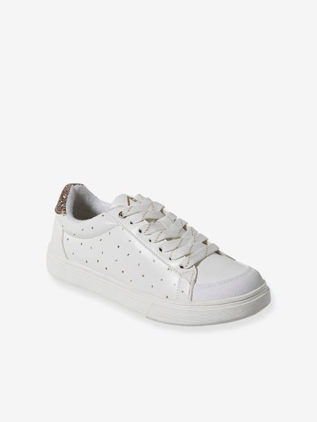 Baskets enfant fille synthétique à scratchs ou lacets blanc imprimé 1 - vertbaudet enfant 