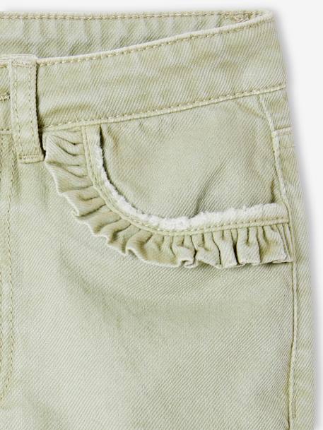 Pantalon droit MorphologiK Fille Tour de hanches Fin blush+vert sauge 8 - vertbaudet enfant 