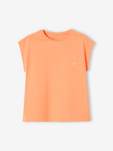 Tee-shirt uni Basics personnalisable fille manches courtes corail+mandarine 7 - vertbaudet enfant 