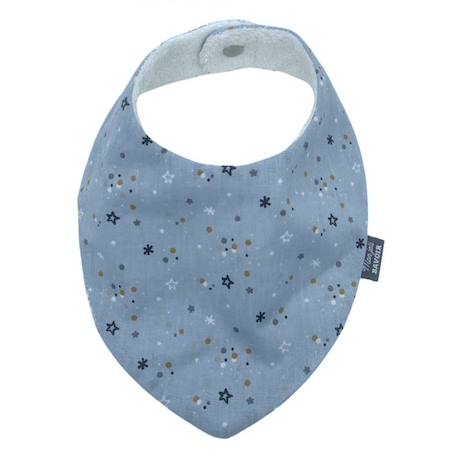 Bavoir bandana bleu gris étoiles - 100% coton - 3 à 18 mois - Absorption maximale - Fermeture pression - Lavage à 40° BLEU 2 - vertbaudet enfant 
