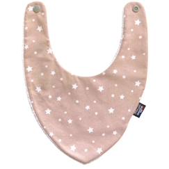 Bavoir bandana rose pâle étoiles - 100% coton - 3 à 18 mois - Absorption maximale - Fermeture pression - Lavage à 40°  - vertbaudet enfant