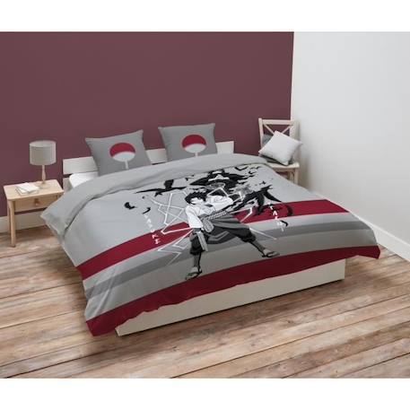 Naruto - Housse De Couette Naruto Sasuke & Itachi 220x240 cm + 2 Taies D'Oreiller 63x63 cm - Gris/Rouge GRIS 3 - vertbaudet enfant 