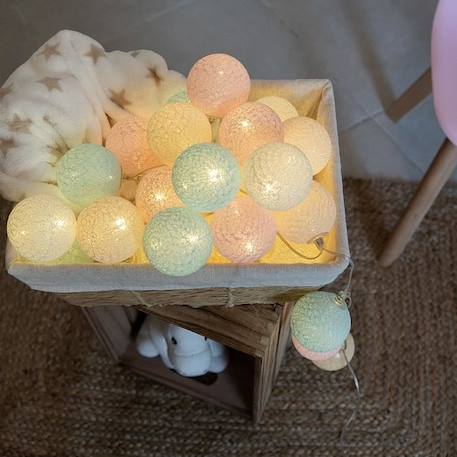 Guirlande lumineuse boules coton LED USB - Télécommandée -Veilleuse bébé 2h -  4 intensités - 24 boules 2,4m - Licorne BLEU 3 - vertbaudet enfant 