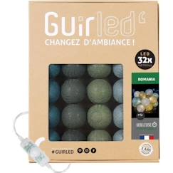 Linge de maison et décoration-Décoration-Guirlande-Guirlande lumineuse boules coton LED USB - Veilleuse bébé 2h -  3 intensités - 32 boules 3,2m - Romania