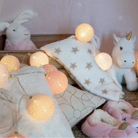 Guirlande lumineuse boules coton LED USB - Télécommandée -Veilleuse bébé 2h -  4 intensités - 32 boules 3,2m - Princesse ROSE 3 - vertbaudet enfant 