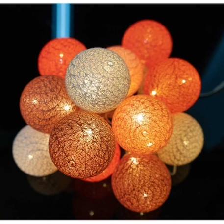 Guirlande lumineuse boules coton LED USB - Télécommandée -Veilleuse bébé 2h -  4 intensités - 16 boules 1,6m - Ottoman ORANGE 3 - vertbaudet enfant 