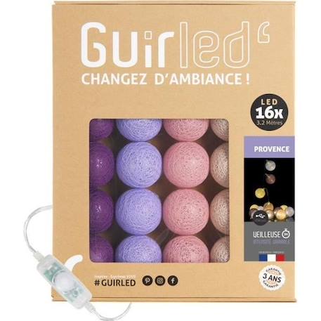 Guirlande lumineuse boules coton LED USB - Veilleuse bébé 2h -  3 intensités - 16 boules 1,6m - Provence VIOLET 1 - vertbaudet enfant 