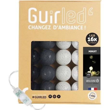 Guirlande lumineuse boules coton LED USB - Veilleuse bébé 2h -  3 intensités - 16 boules 1,6m - Minuit NOIR 1 - vertbaudet enfant 